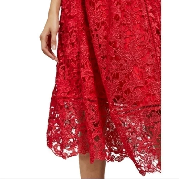 Ted Baker Valens Red Lace Midi Dress - Picture 3 of 12